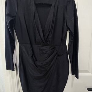 AKIRA Black Long Sleeve Wrap Dress